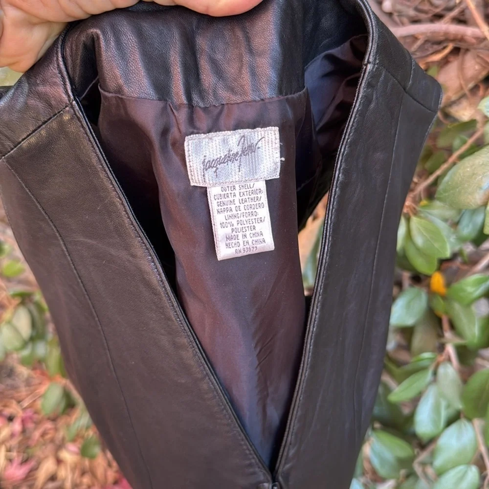 Vintage Black Leather Vest by Jaqueline Ferrar size medium / large